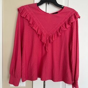 J. Crew Vibrant Pink Textured Blouse